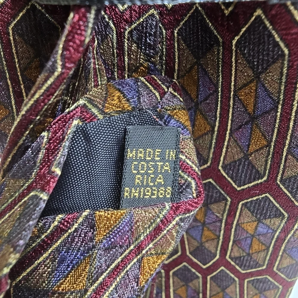 COLOURS BY ALEXANDER JULIAN MENS TIE 100% SILK, STAINED GLASS PATTERN, BLUE GOLD